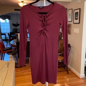 NWOT Forever 21 Burgundy Ribbed Bodycon Dress